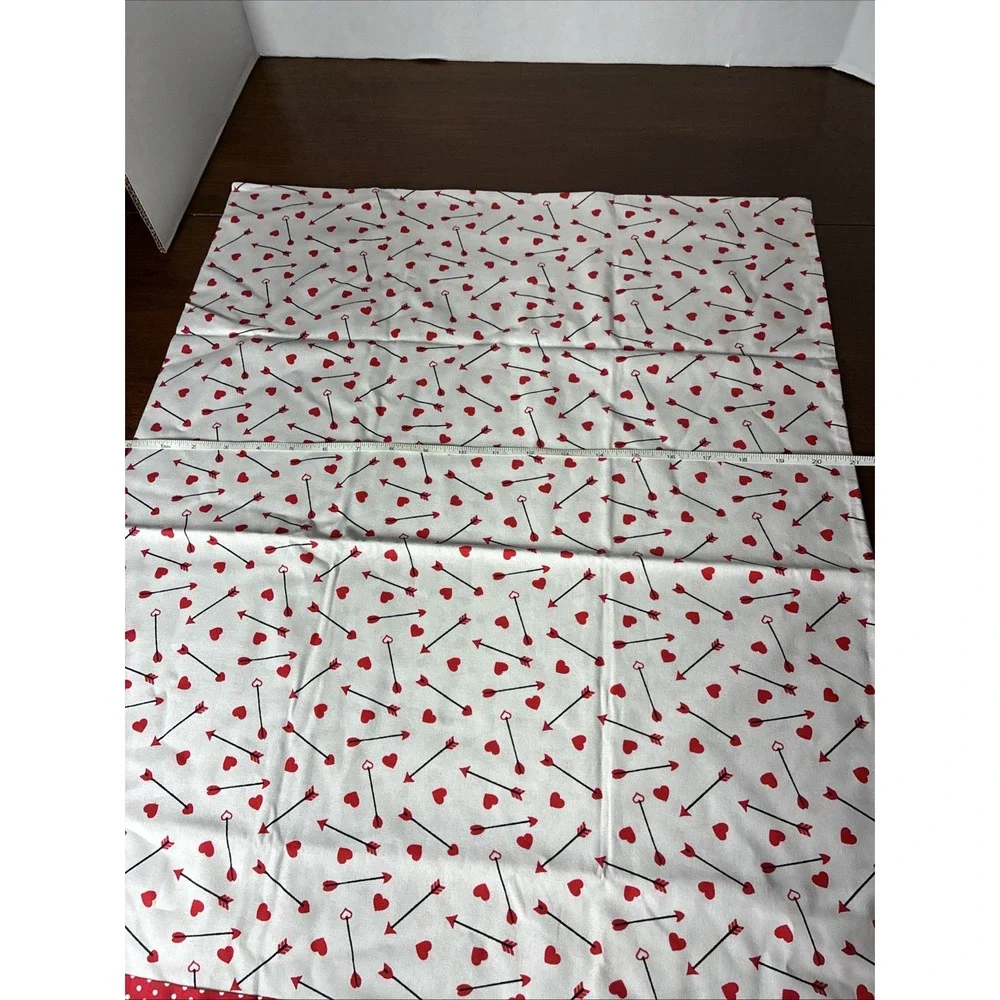 Valentine Hearts Red White Black Set of 2 Standard Pillowcases Homemade